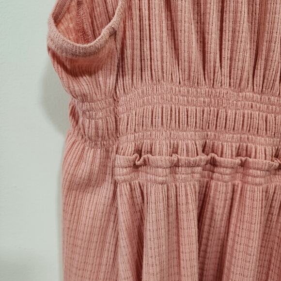 Free People  beach bound deep v-neck tie front peach tank top womans size medium - Picture 7 of 10